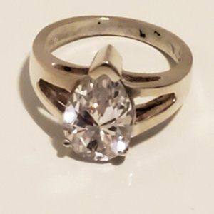 Size 7 - Pear Cut CZ Wedding Ring faux Engagement Ring Sterling 925